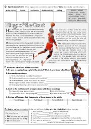 English Worksheet: Sports - Kings of the Court 2nd part
