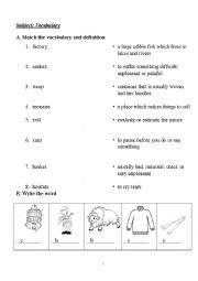 English Worksheet: Vocabulary Test