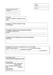 English Worksheet:  layout of the letter  of application 