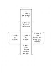 English Worksheet: Story Comprehension Cube