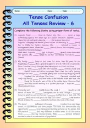 English Worksheet: Tense Confusion All Tenses (mixed) Review - 6