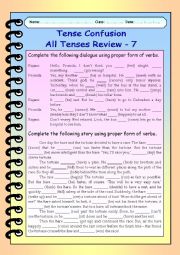 English Worksheet: Tense Confusion All Tenses (mixed) Review - 7