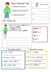 English Worksheet: Name, Surname, Age