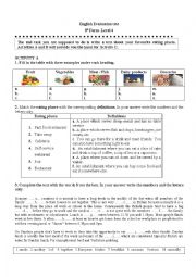 English Worksheet: Eating places