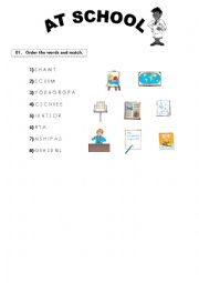 English worksheet: At School.