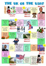 English Worksheet: The UK or the USA-board game 2