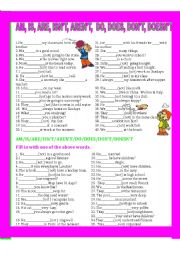 English Worksheet: AM/IS/ARE/ISNT/ARENT/DO/DOES/DONT/DOESNT