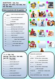 English Worksheet: HOW OFTEN, HOW LONG AGO, HOW WIDE, HOW, HOW TALL, HOW MANY