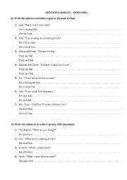 English Worksheet: Reported Speech 