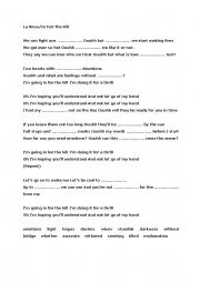 English worksheet: La Roux/Going In For The Kill Song Worksheet