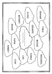 English Worksheet: COLOUR THE CLOUDS