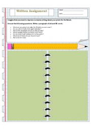 English Worksheet: Guided writing - Future plans