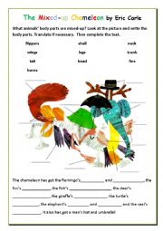 English Worksheet: The Mixed-Up Chameleon by Eric Carle + key