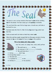 English Worksheet: The Seal Reading Comprehension