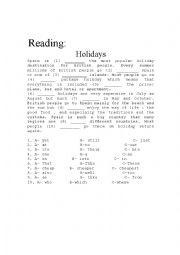 English Worksheet: reading close test