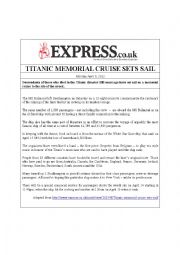 English Worksheet: TITANIC MEMORIAL CRUISE