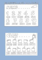 English Worksheet: NUMBERS AND COLOURS