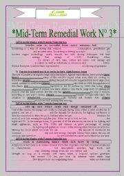 English Worksheet: mid term remedial work n3