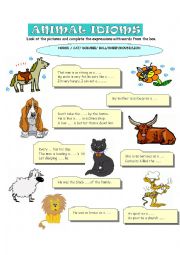 English Worksheet: ANIMAL IDIOMS