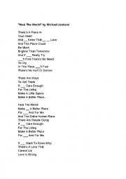 English Worksheet: Heal the world_lyrics