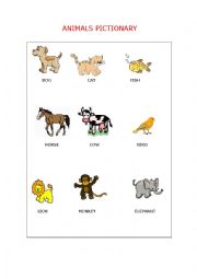 English Worksheet: Animals pictionary