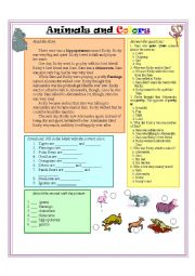 English Worksheet: Animals and Colors