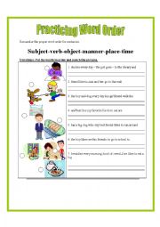 English Worksheet: Practicing Word Order