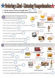 English Worksheet: Ordering a meal - 2 listening Comprehensions