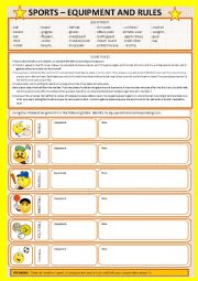 English Worksheet: Sports_equipment and rules