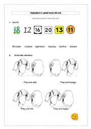 English worksheet: Numbers and emotions
