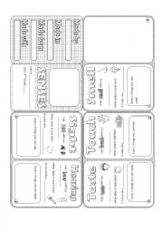 English Worksheet: Senses Minibook