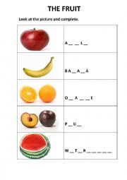 English worksheet: THE FRUIT