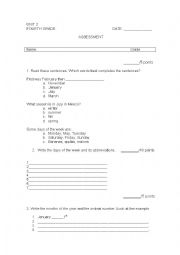 English worksheet: exam fourth grade