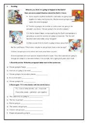 English Worksheet: What do you think its going to happen to the Earth?