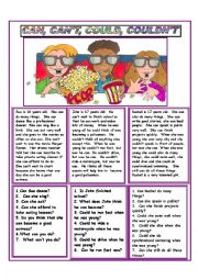 English Worksheet: CAN, CANT, COULD AND COULDNT