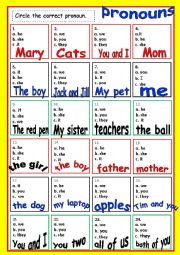 English Worksheet: pronouns