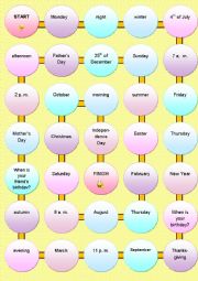 English Worksheet: Dates, time and prepositions