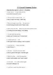 English Worksheet: GENERAL GRAMMAR TEST