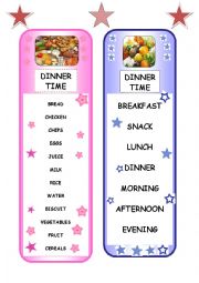 English Worksheet: FOOD BOOKMARKS incl. parts of the day