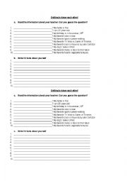 English worksheet: Getting to Know Students