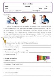 English Worksheet: PAST SIMPLE (Reading and comprehension)- TEST