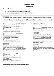 English worksheet: Lemon Tree: song by Fools Garden