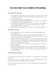 English Worksheet: THE BOY IN THE STRIPES PAJAMAS