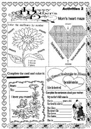 English Worksheet: MOTHERS DAY ACTIVITIES 2