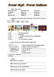 English Worksheet: Present simple vs continuous