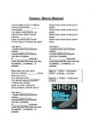 English Worksheet: CINEMA - BENNY BENASSI