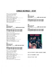 English worksheet: STAY - OINGO BOINGO