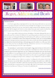 English Worksheet: REGRET, ADDICTION AND DEATH