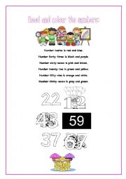English Worksheet: numbers 10-60- Its fun!!!