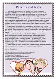 English Worksheet: Parents  and  kids